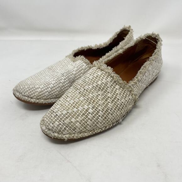 CLEARANCE Frye Helena Womens White A-Line Woven Slip On Flat Loafers Size 7 - Picture 1 of 12